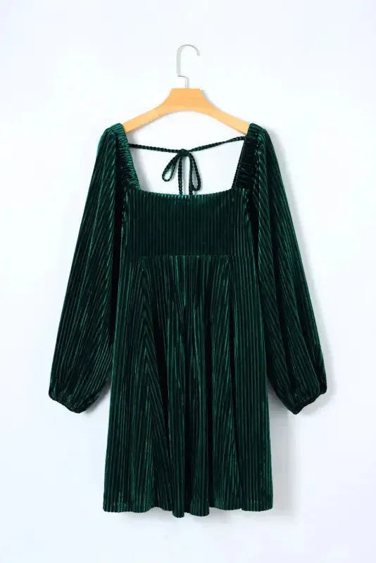 Chestnut Smocked Ribbed Velvet Babydoll Top