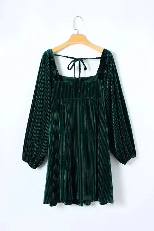 Chestnut Smocked Ribbed Velvet Babydoll Top