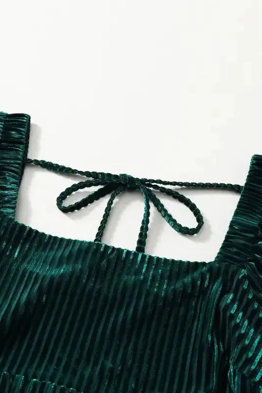 Chestnut Smocked Ribbed Velvet Babydoll Top