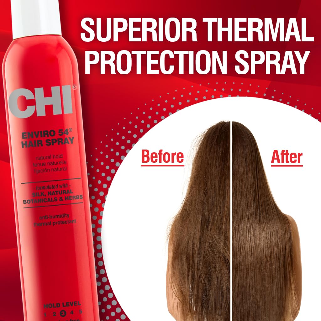 CHI Enviro 54 Hairspray – Natural Hold, Lightweight Finish, 10 oz (Sulfate & Paraben-Free)