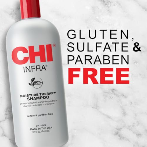 CHI Infra Shampoo — Hydrating, Heat-Damage Protection for All Hair Types | 32 oz | Sulfate & Paraben Free, Cruelty-Free