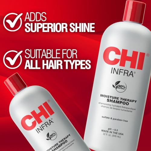 CHI Infra Shampoo — Hydrating, Heat-Damage Protection for All Hair Types | 32 oz | Sulfate & Paraben Free, Cruelty-Free