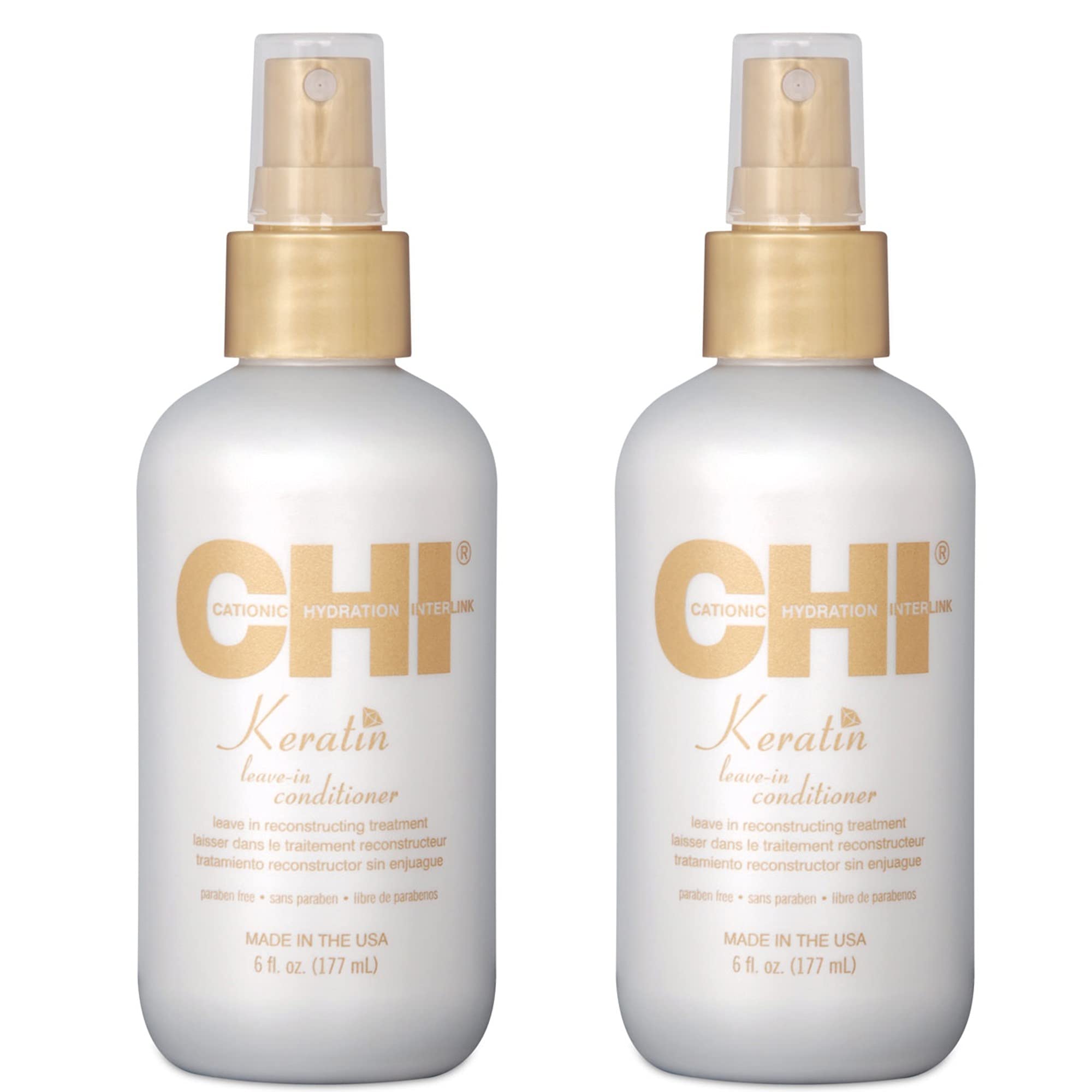 CHI Keratin Leave-in Conditioner – White, 12 oz, Pack of 2 | Reconstructing Hair Care