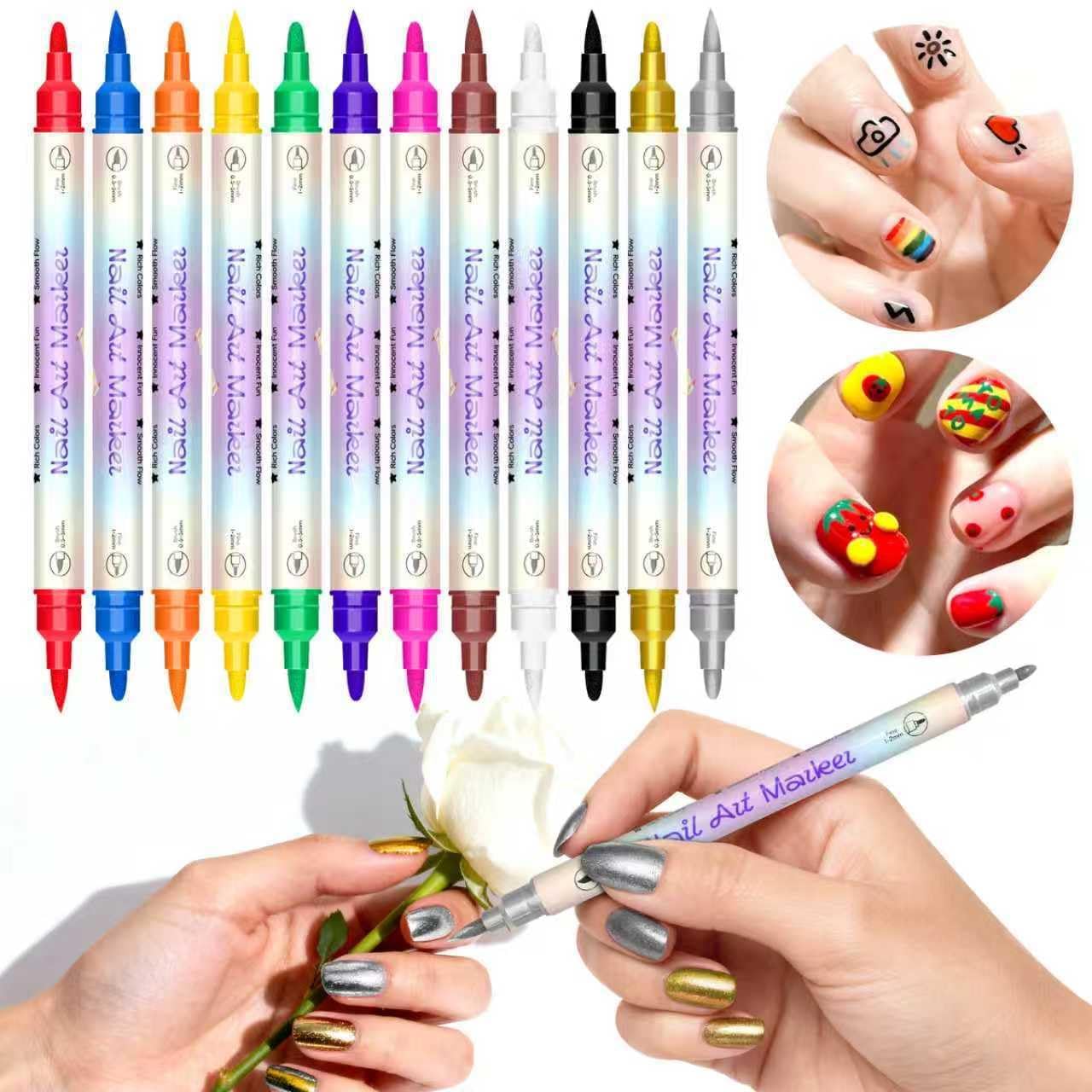 CHIAFEYI Nail Art Pens – 24 Colors, Fine Tip, Waterproof, Quick-Dry