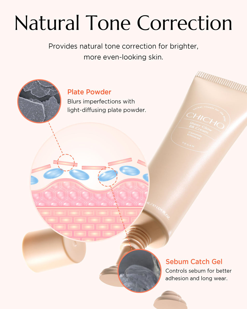 CHICHO Sheer Glow BB Cream — 93% Herbal Base with Chamomile Water | Vegan, Non-Comedogenic