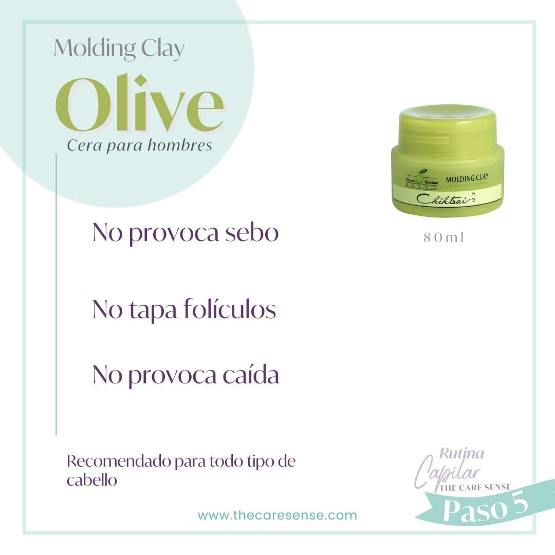 Chihtsai Olive Molding Clay – 2.7oz/80ml | Non-Greasy, Weightless Hold for Airy Styles