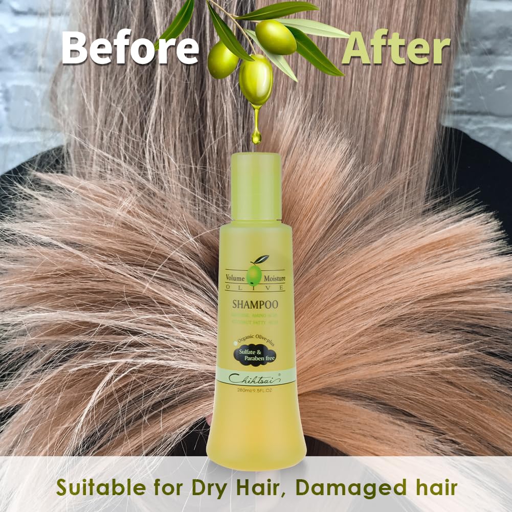 Chihtsai Olive Shampoo — Gentle Cleanse, Moisture Lock, pH-Balanced & Sulfate- and Paraben-Free for Color-Treated Hair | 280ml