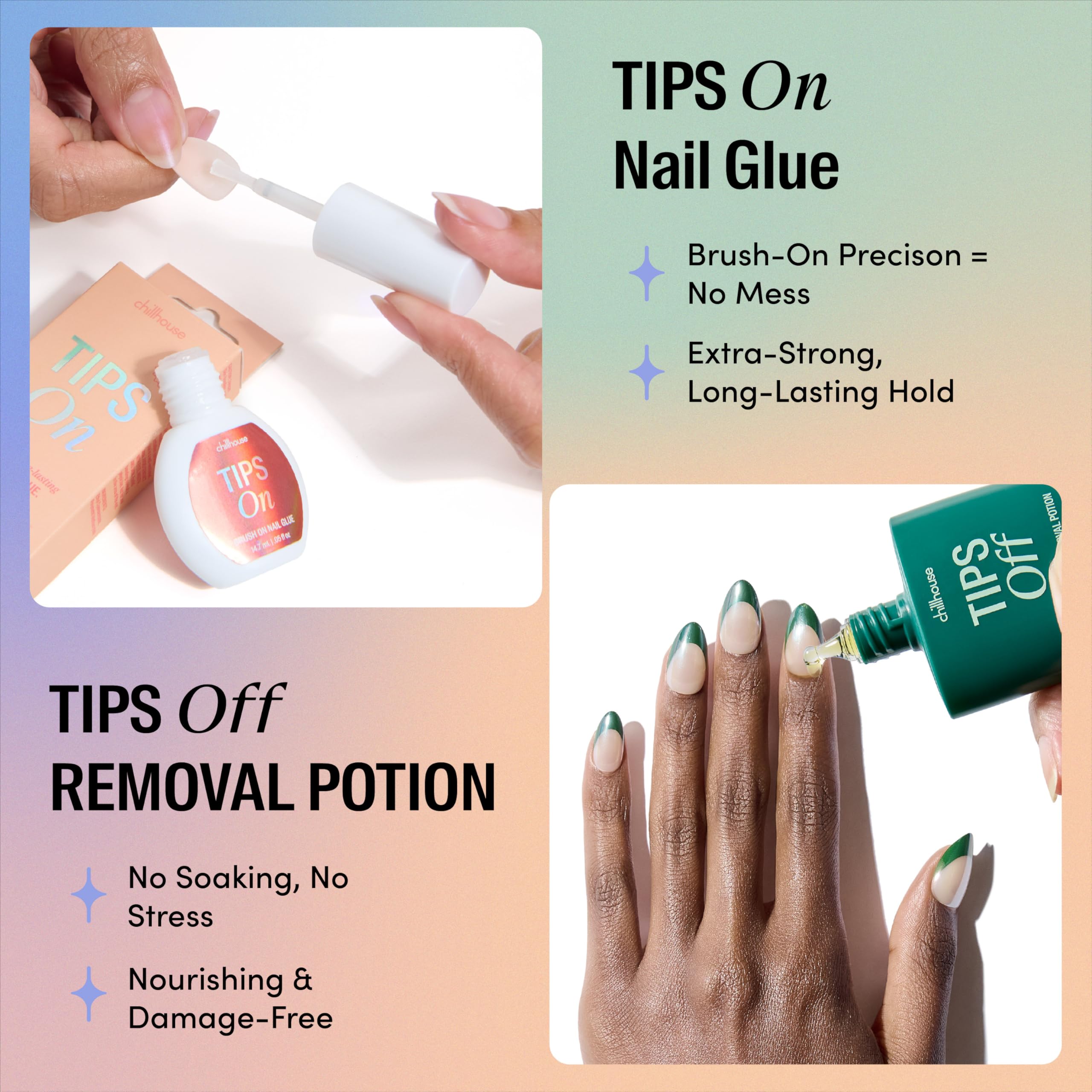 Chillhouse Chill Tips Press-On Nails Kit – 24 Oval Tips, Customizable, Reusable