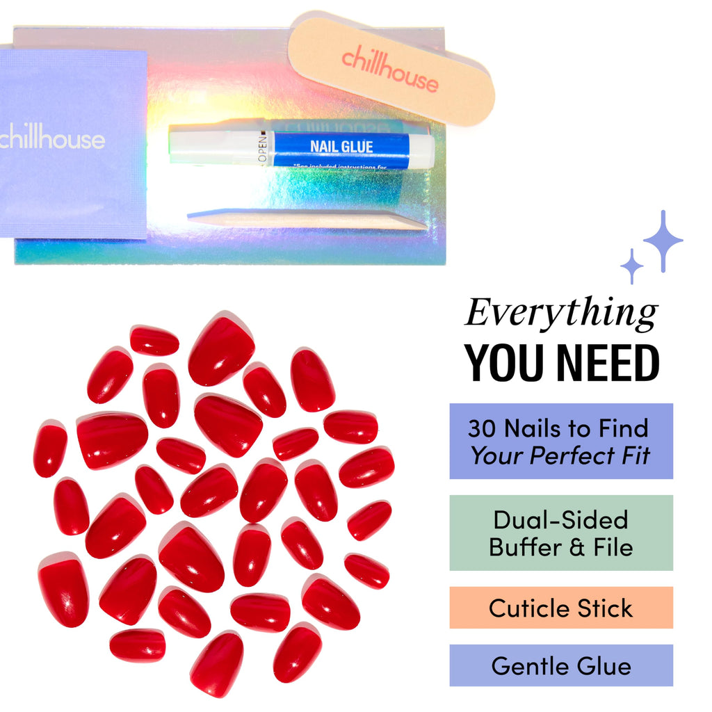 Chillhouse Chill Tips We Jamming Oval Short Press-On Nails Kit – 30 Shapes & Up to 2 Weeks Wear