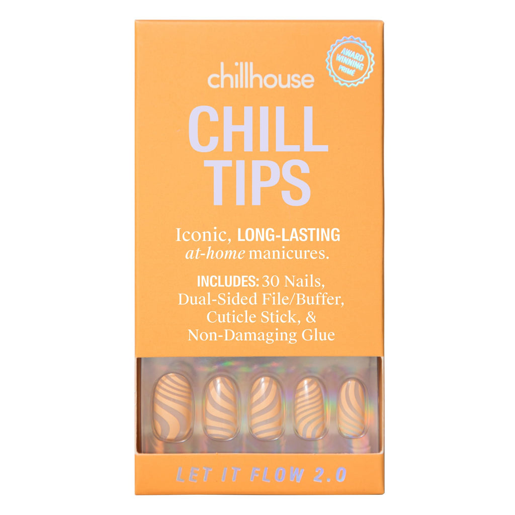 Chill Tips Let It Flow 2.0 Oval Press-On Nails Kit — 24 Shapes, Up to 2 Weeks Wear