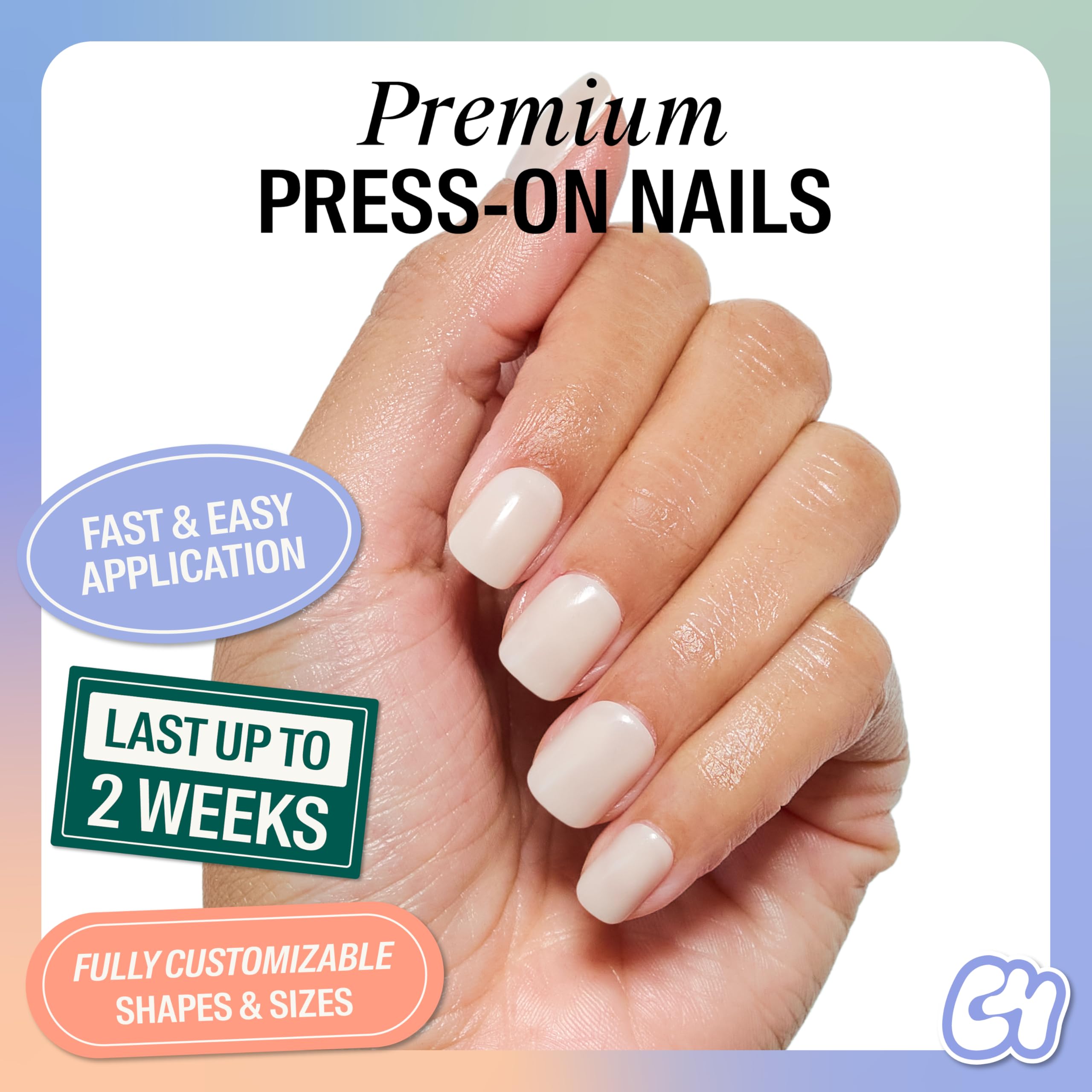 Chillhouse Muddy Waters Press-On Nails Kit (Square - Short) – 30 Shapes & Sizes, Up to 2 Weeks Wear