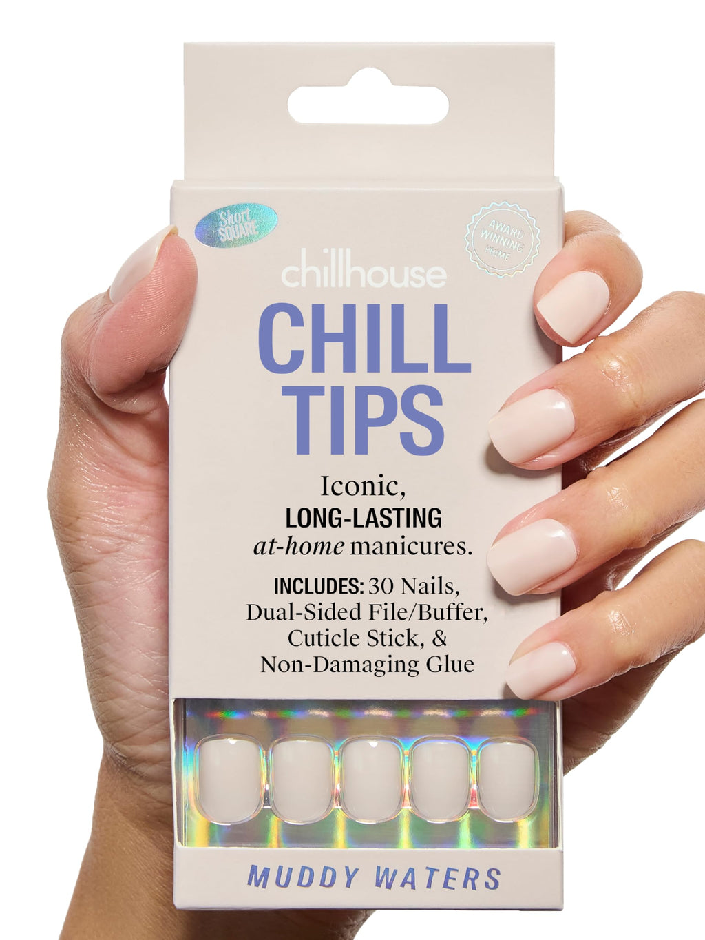 Chillhouse Muddy Waters Press-On Nails Kit (Square - Short) – 30 Shapes & Sizes, Up to 2 Weeks Wear