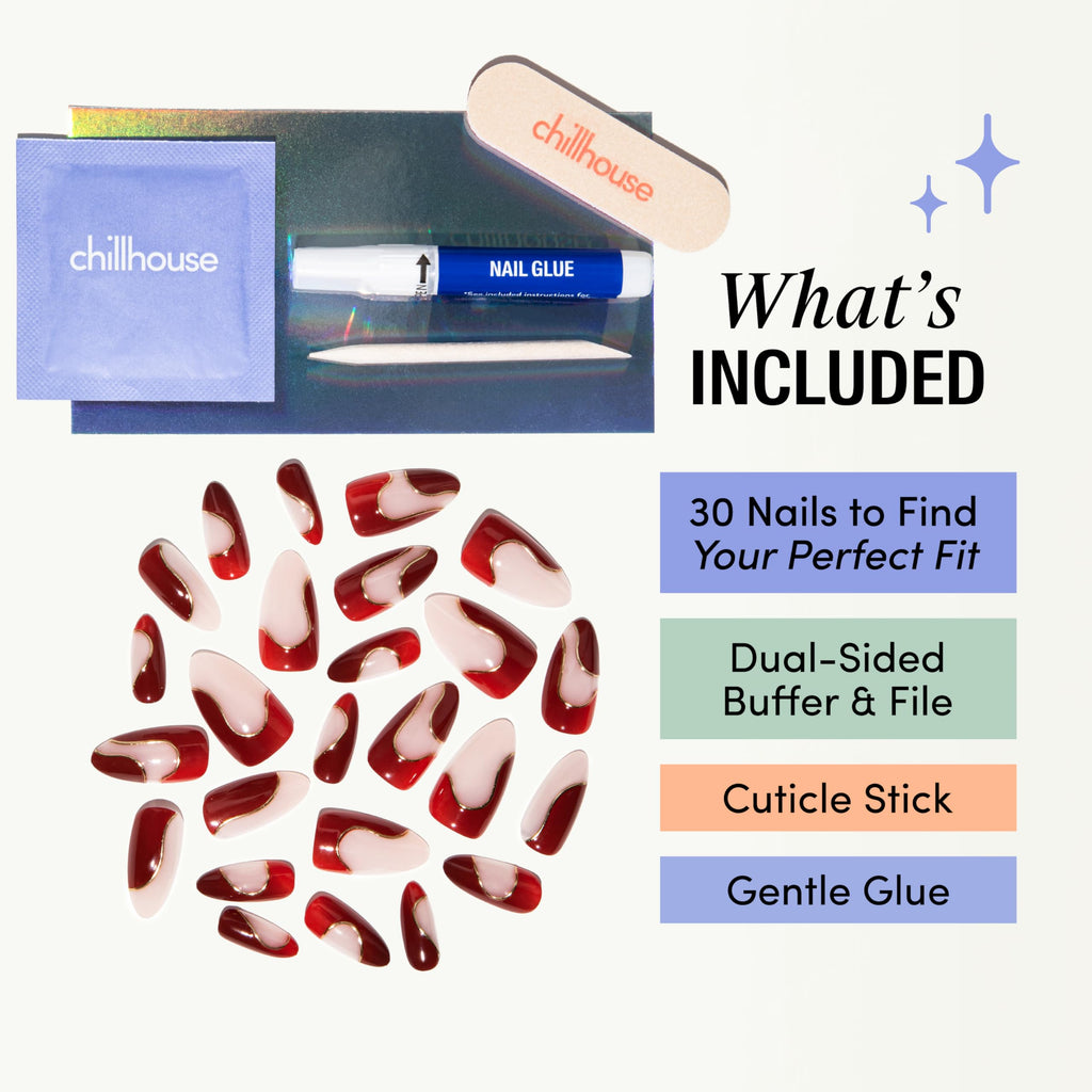 Chillhouse Chill Tips Press-On Nails Kit — From the Archives (Almond) | 30 Shapes & Sizes | Up to 2 Weeks Wear