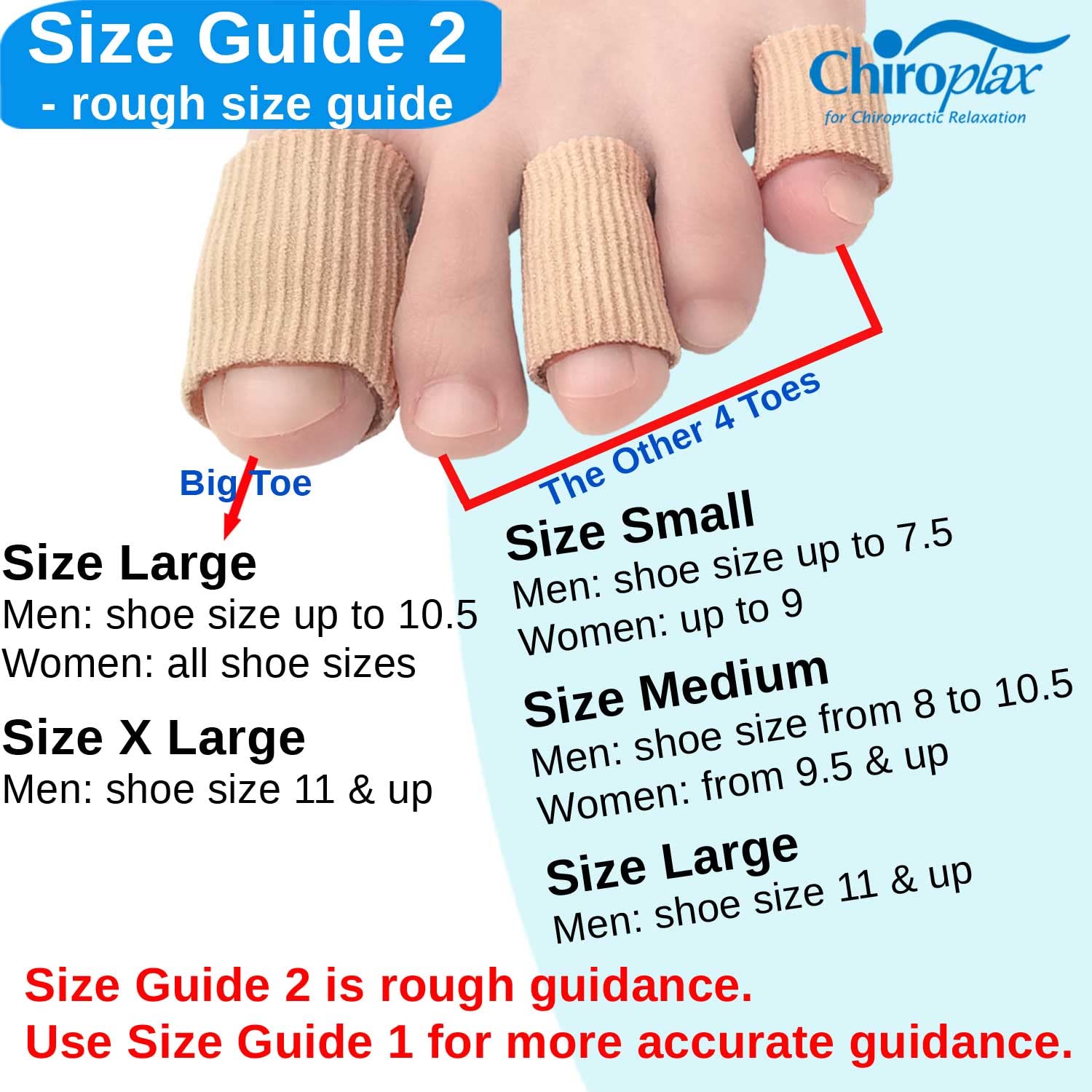 Chiroplax Toe Tubes Sleeves – Fabric & Gel Lining, 5 Pack (Large) for Toes, Bunions & Hammertoes