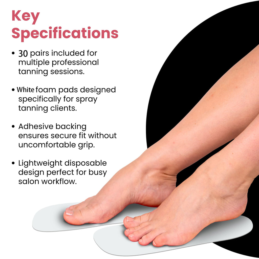 CHNELSS Professional 30 Pairs Spray Tan Feet Pads – Disposable Foam Foot Protectors for Hygienic Tanning