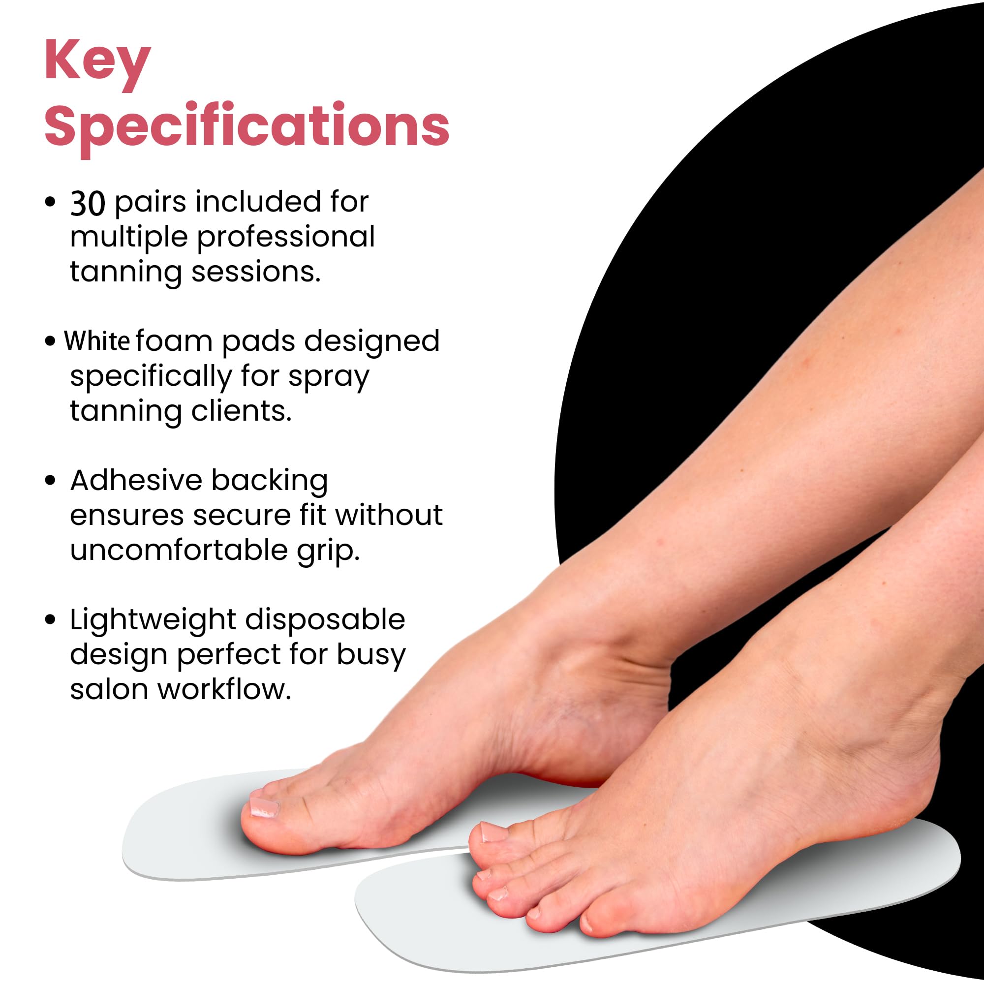CHNELSS Professional 30 Pairs Spray Tan Feet Pads – Disposable Foam Foot Protectors for Hygienic Tanning