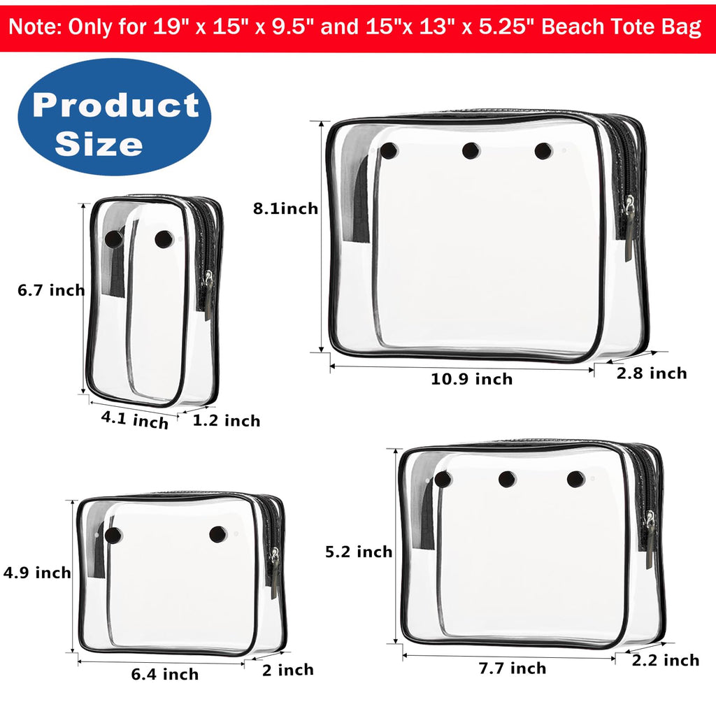 Choshion Clear Insert Bag Accessories for Beach Tote Bags — Clear Travel Pouches & Makeup Organizer Divider