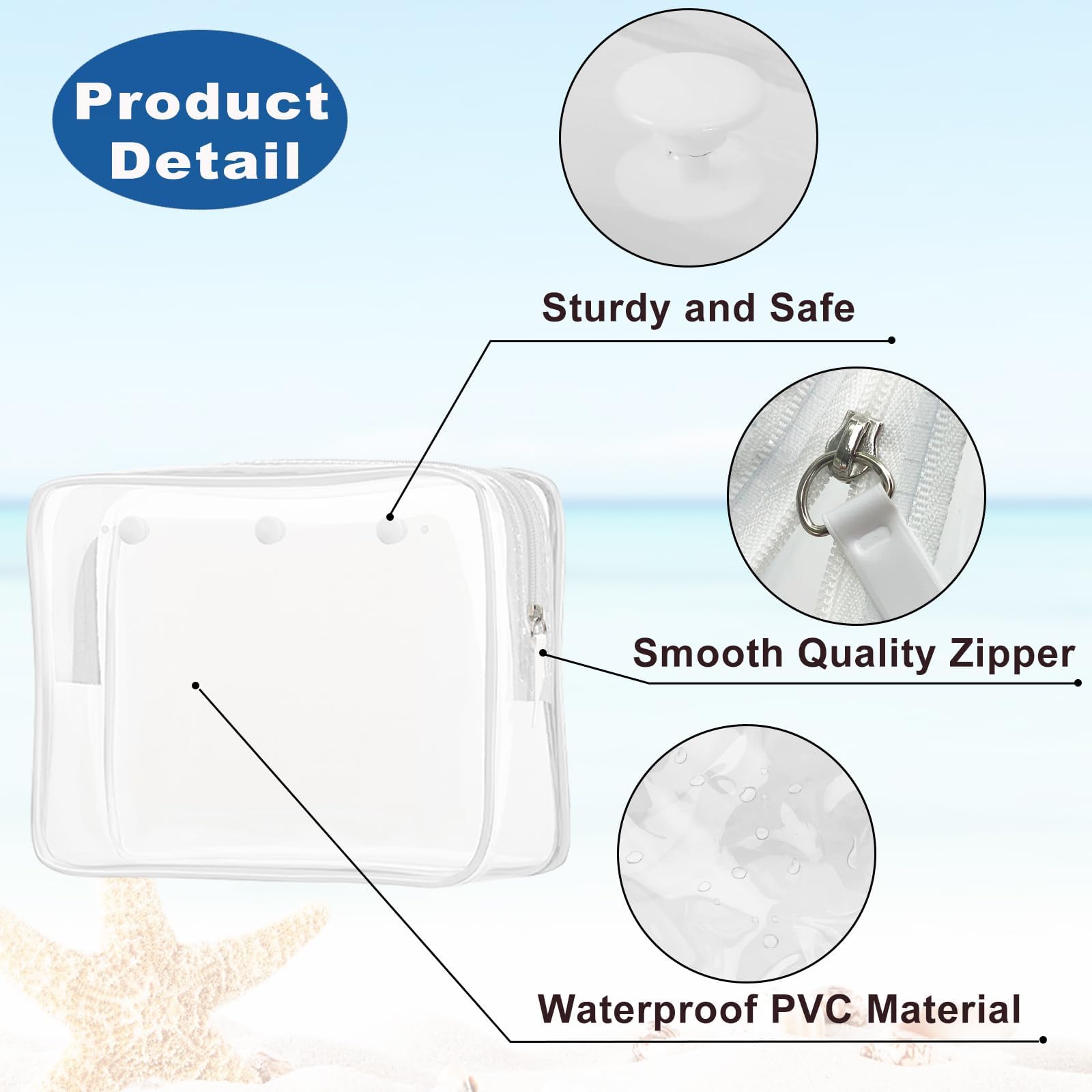 Choshion Clear Insert Bag Accessories for Beach Tote | Clear Cosmetic, Toiletry & Makeup Organizer