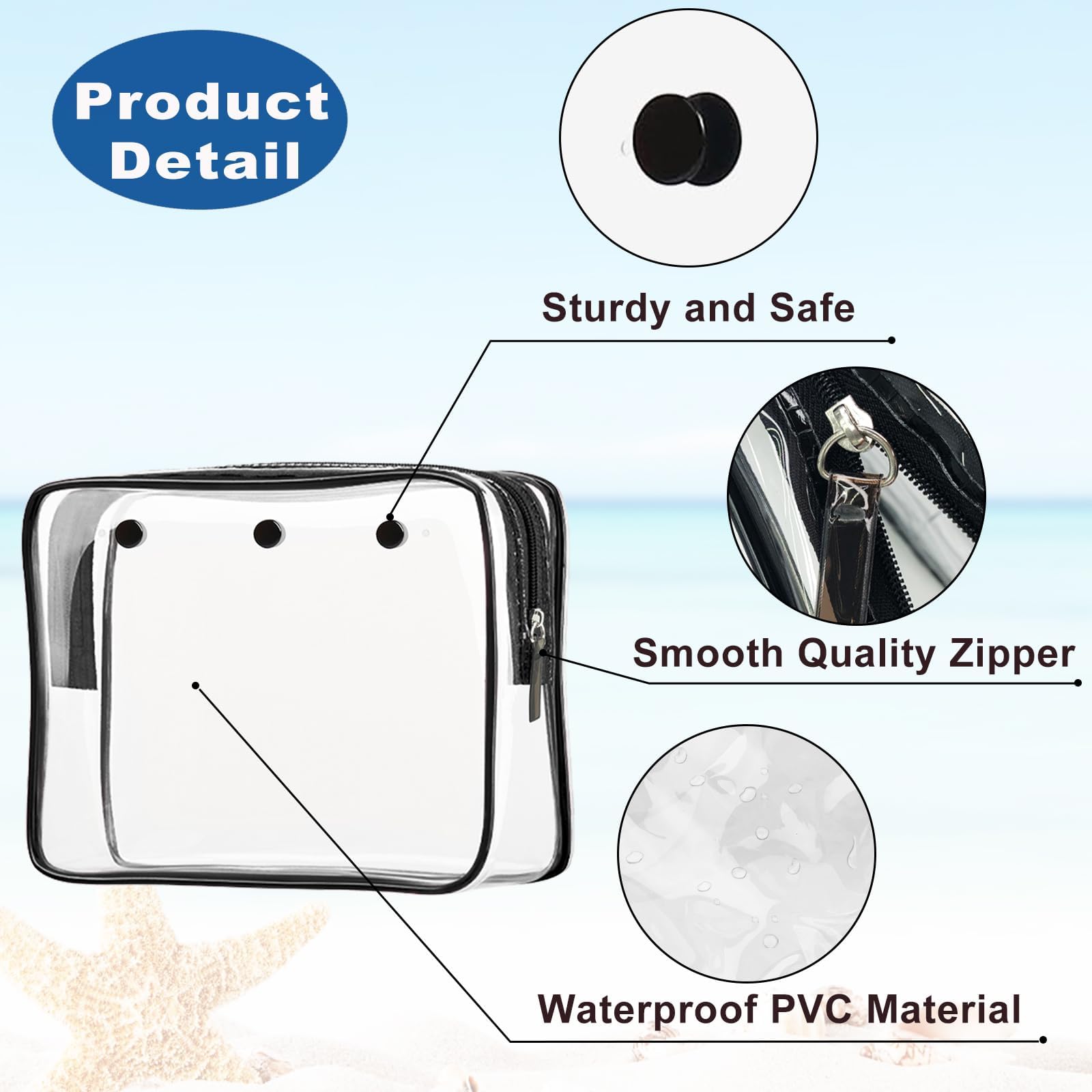 Choshion Clear Insert Bag Accessories for Beach Tote Bag – 4-Piece Transparent Organizer Set