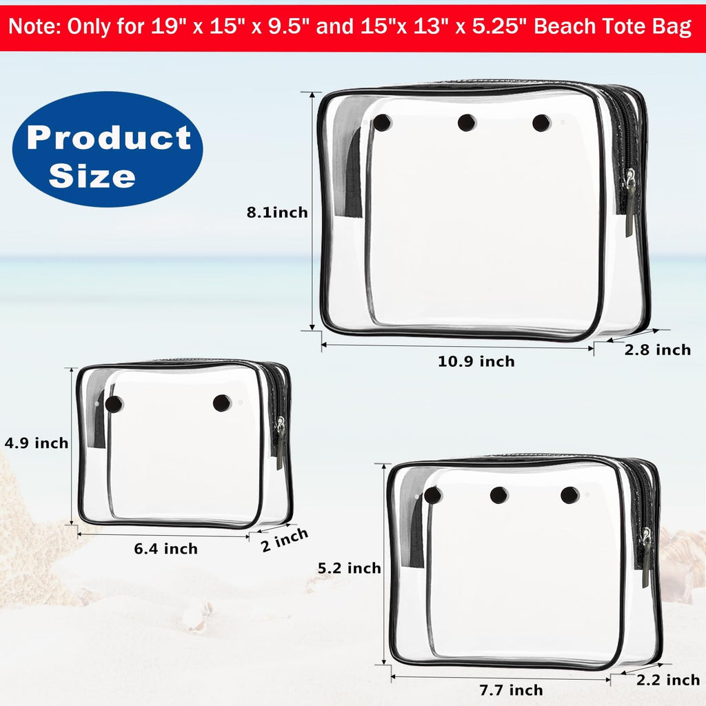 Choshion Clear Insert Bag Accessories for Beach Tote Bag – 4-Piece Transparent Organizer Set