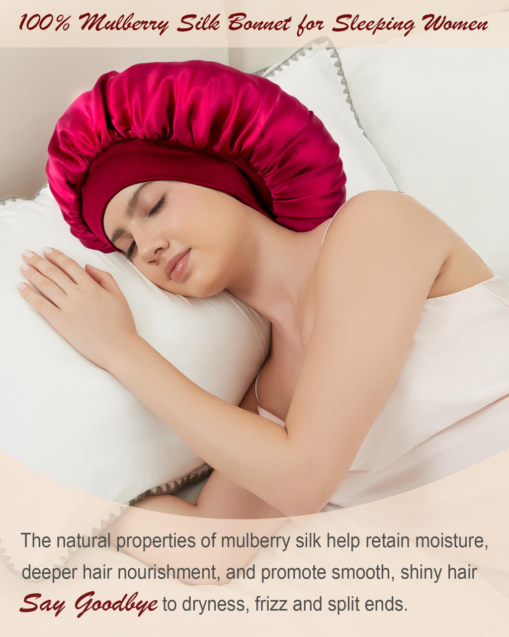 Choshion 100% Mulberry Silk Bonnet for Sleeping – Luxurious Double-Layer Sleep Cap for Curly Hair