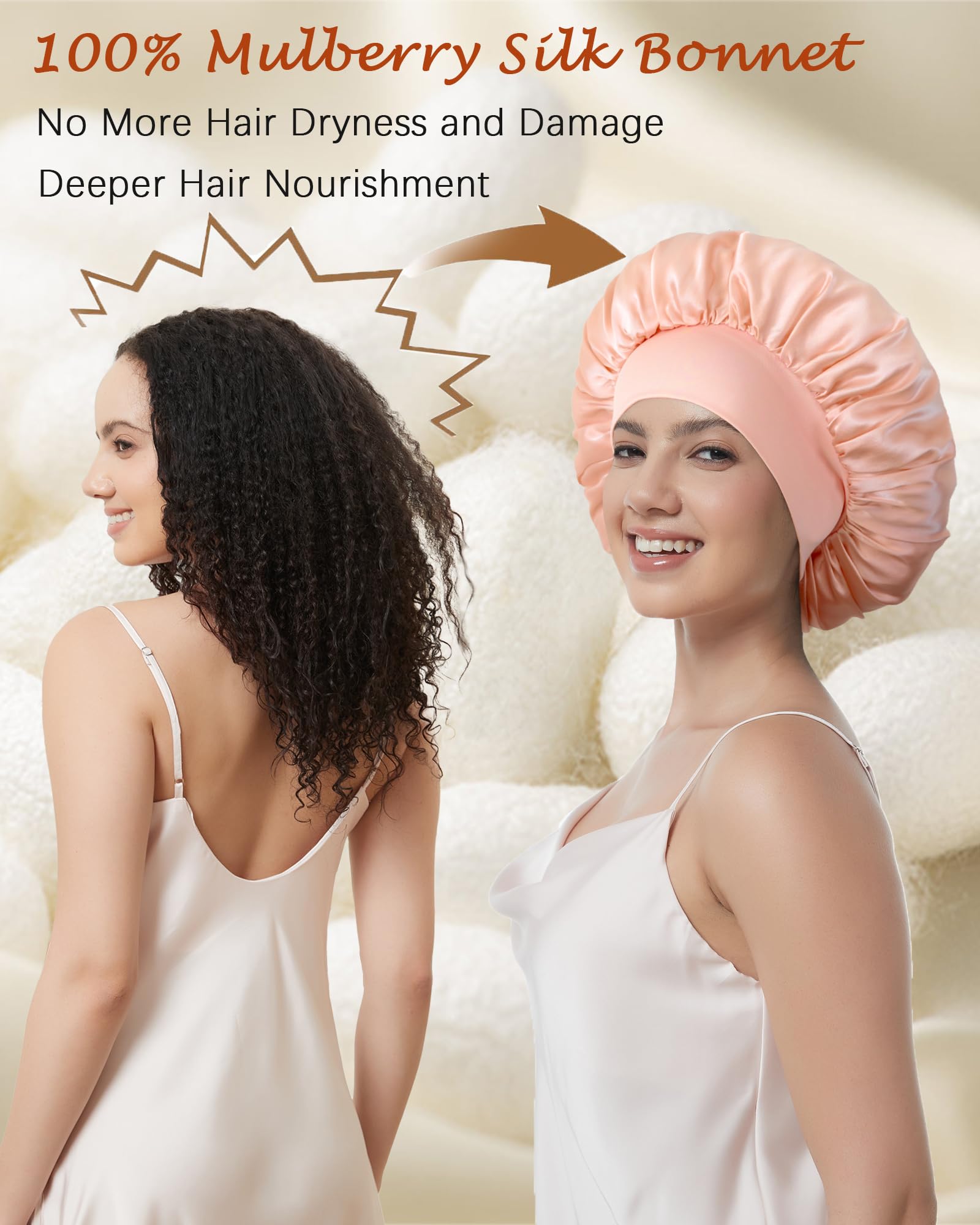 Choshion 100% Mulberry Silk Sleep Bonnet – Double-Layer, Soft Elastic Band