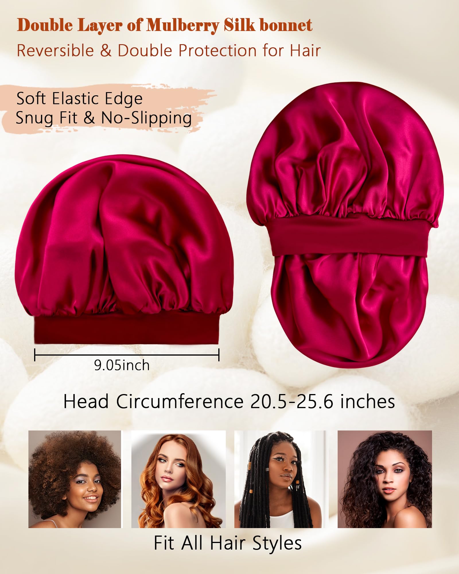 Choshion 100% Mulberry Silk Bonnet for Sleeping – Luxurious Double-Layer Sleep Cap for Curly Hair
