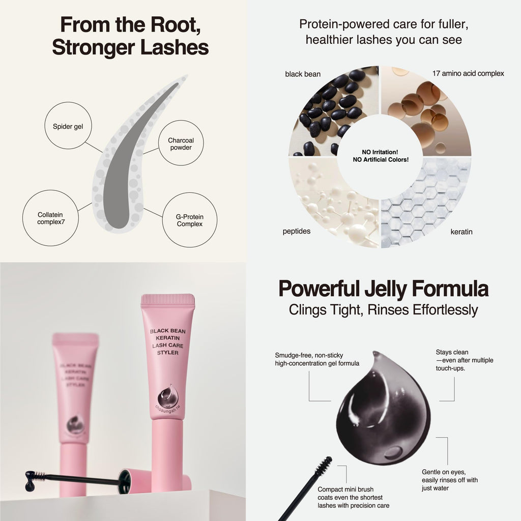 CHOSUNGAH BEAUTY Black Bean Keratin Lash Care Styler – Daytime Lash Serum, Jelly Texture, 0.3 Fl Oz (9 ml)