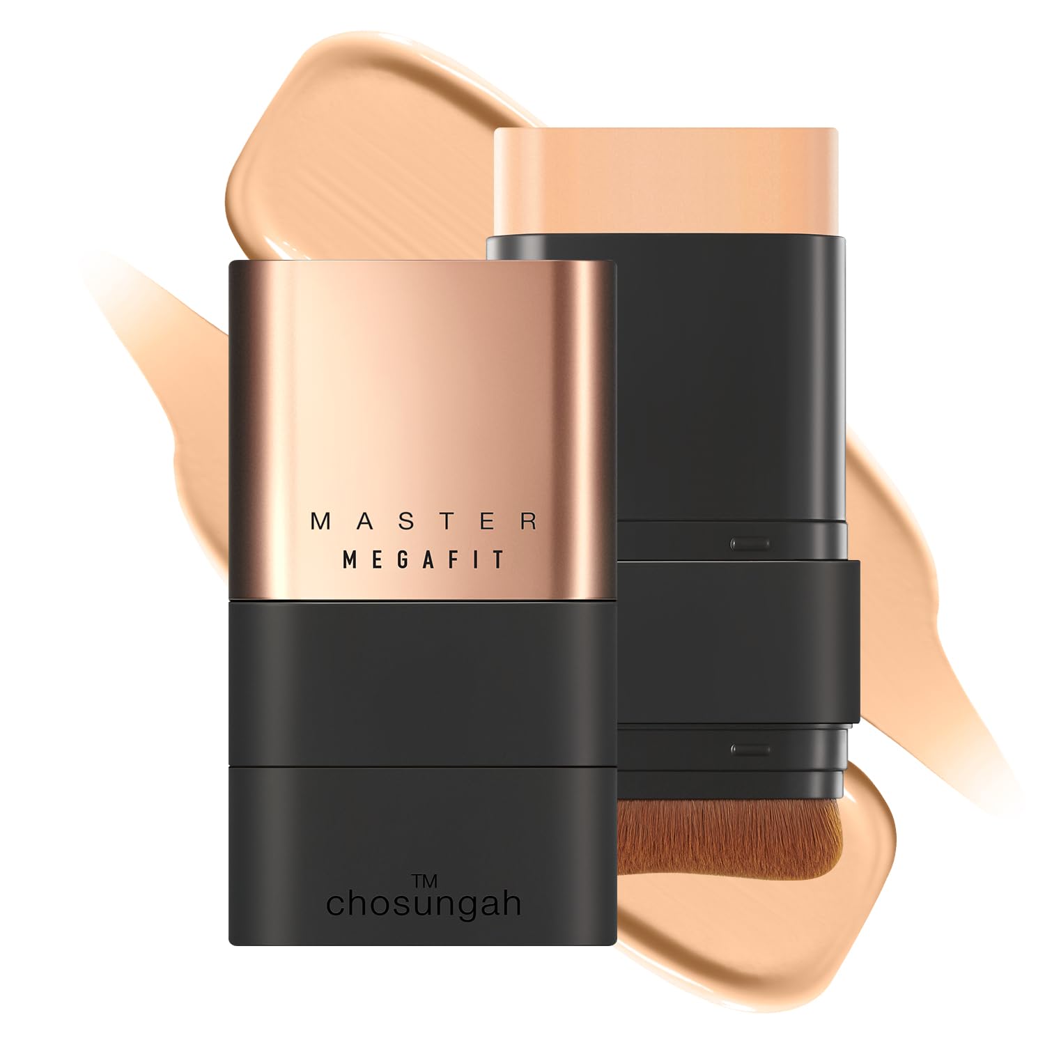 CHOSUNGAH BEAUTY Mega Fit Master Glow Stick Foundation with Brush – 120H Wear, Shade 23 Sand Beige