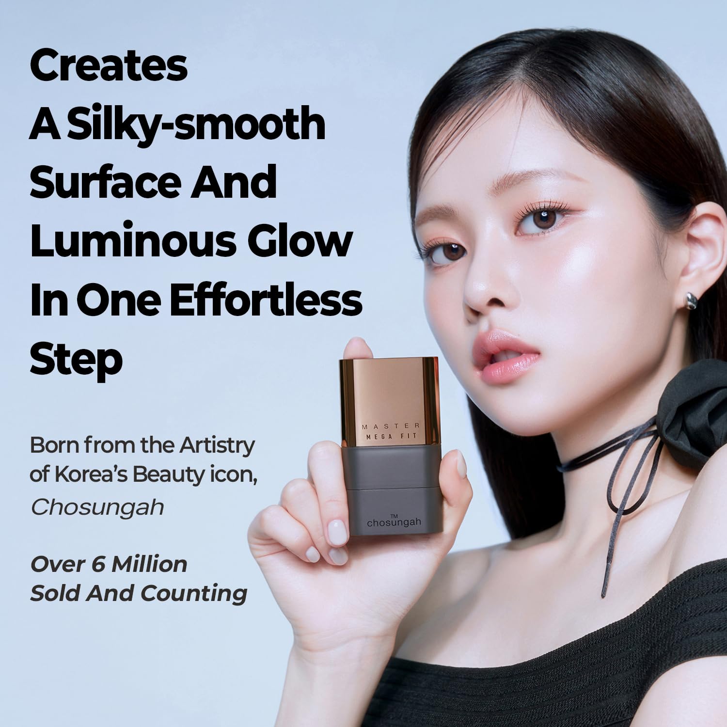 CHOSUNGAH BEAUTY Mega Fit Master Glow Stick Foundation with Brush – 120H Wear, Shade 23 Sand Beige