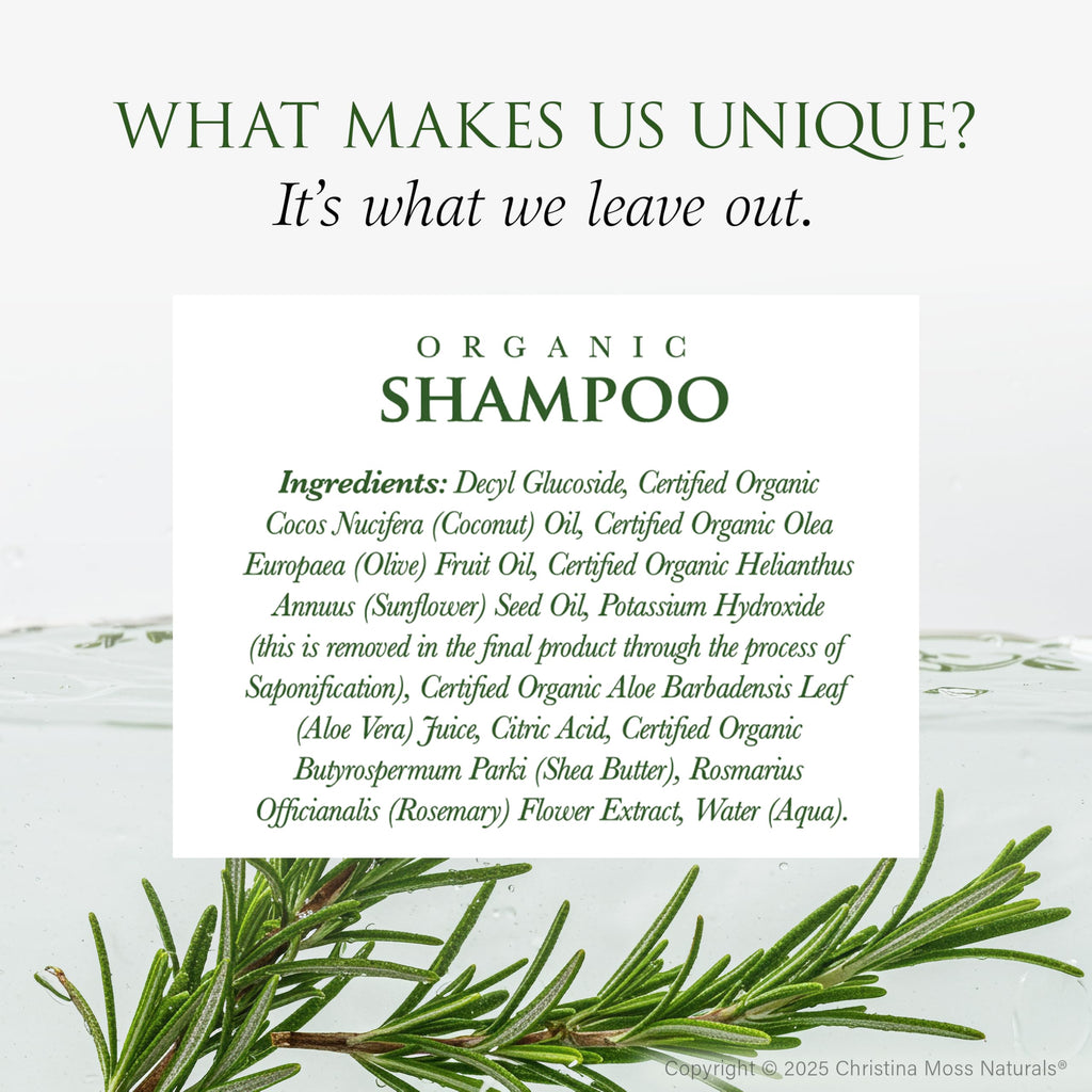 Christina Moss Naturals Shampoo – Organic, Sulfate-Free, Paraben-Free, Cruelty-Free, Unscented