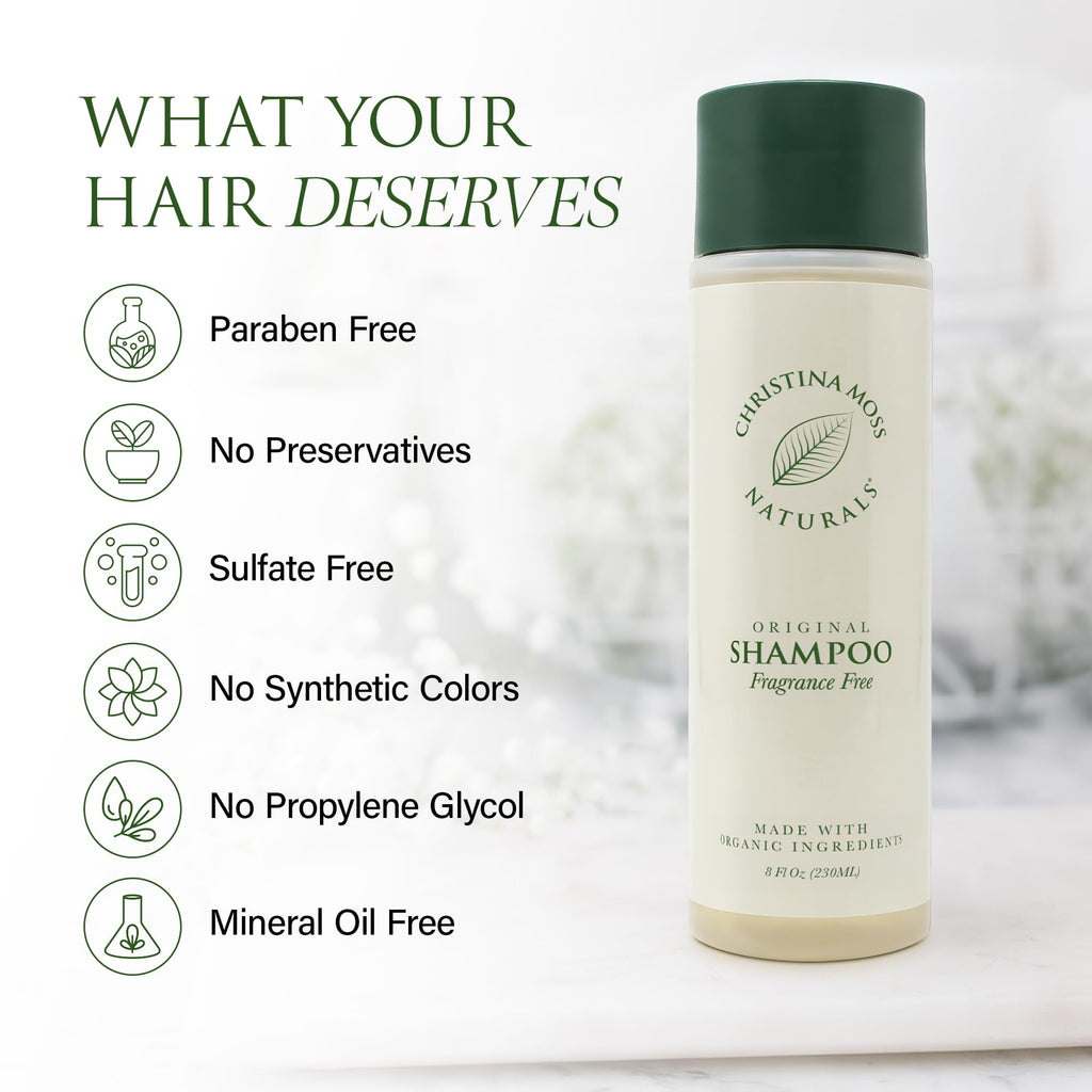 Christina Moss Naturals Shampoo – Organic, Sulfate-Free, Paraben-Free, Cruelty-Free, Unscented