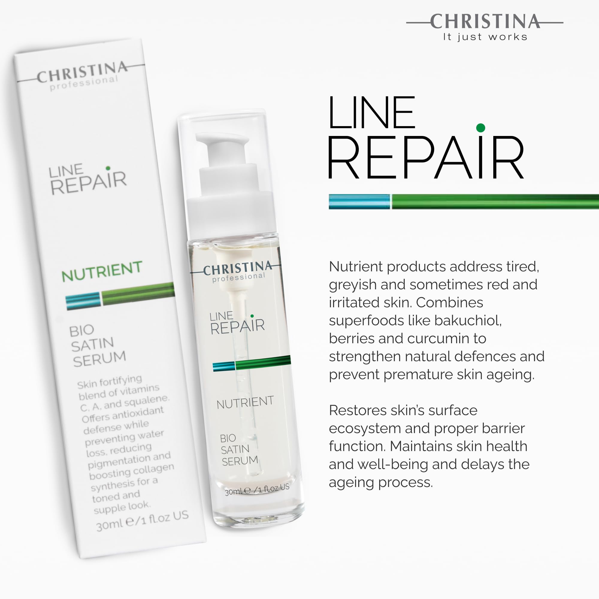 Christina Nutrient Bio Satin Serum - 30 ml, Squalane, Vitamin A & C for Radiant Glow