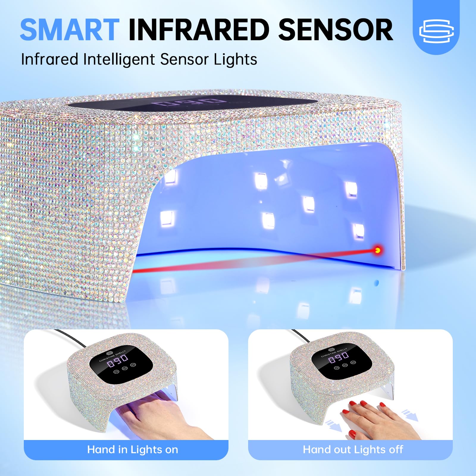 CHRISTINE SHELLY 48W UV Nail Lamp – 3 Timers, Auto Sensor, Fast Gel Curing