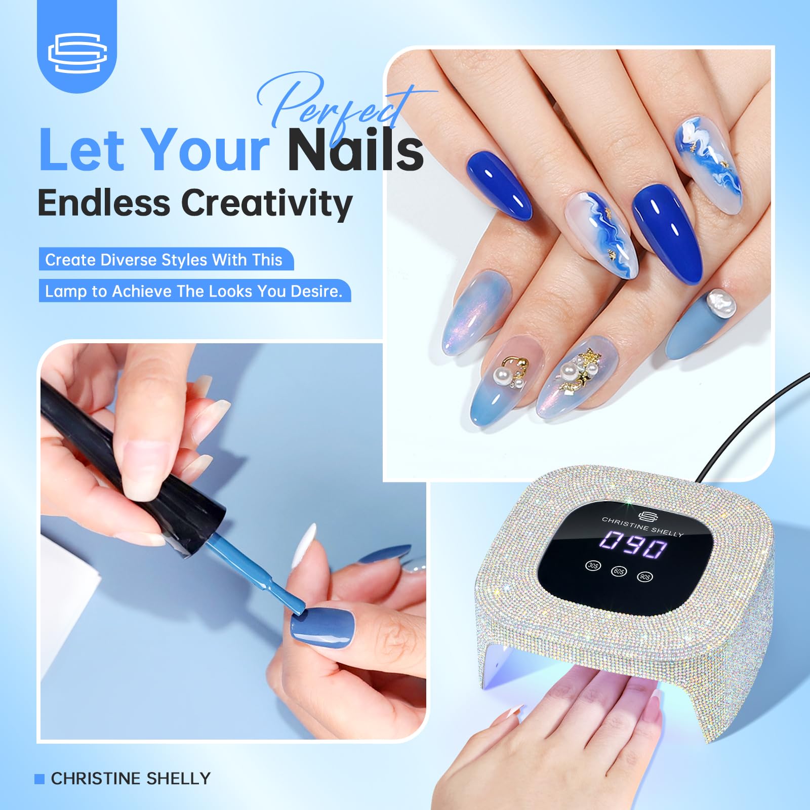 CHRISTINE SHELLY 48W UV Nail Lamp – 3 Timers, Auto Sensor, Fast Gel Curing