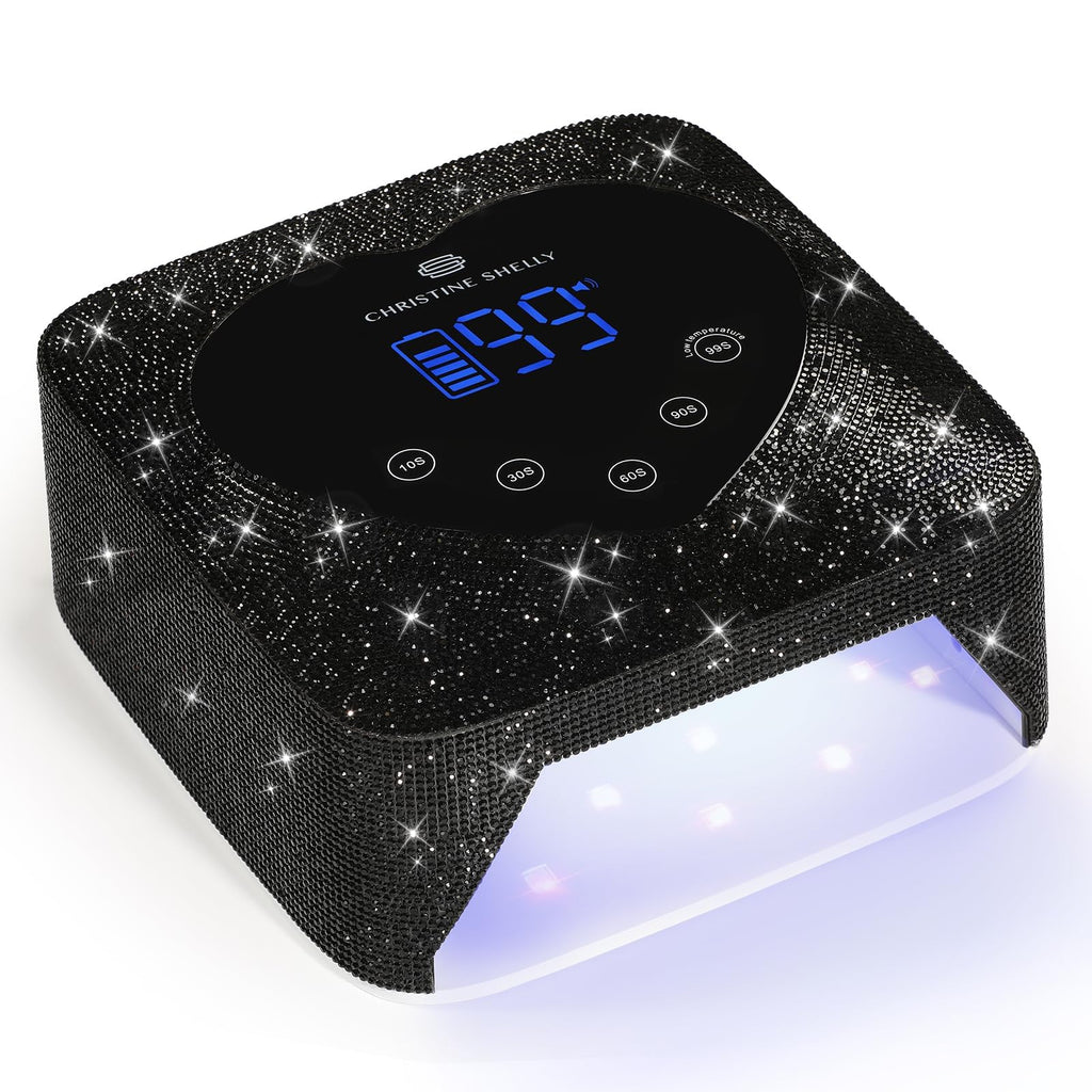 CHRISTINE SHELLY 72W UV LED Nail Lamp – Rechargeable, Cordless, 5-Timer Display, Sparkly Gel Cure Lamp