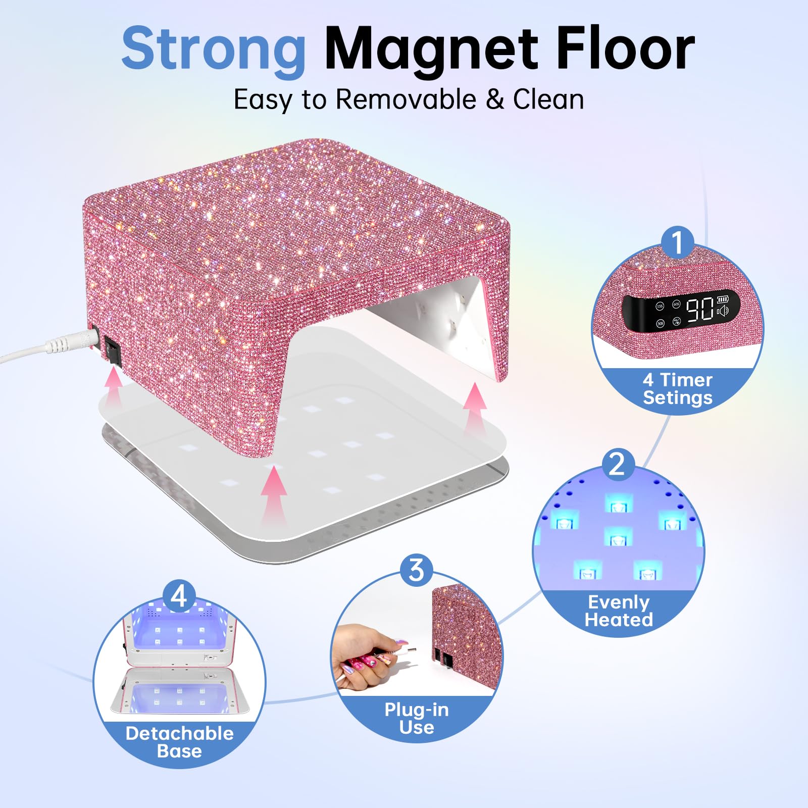 CHRISTINE SHELLY UV Nail Lamp 96W | Fast Gel Curing, 4 Timer Settings, Touch Control