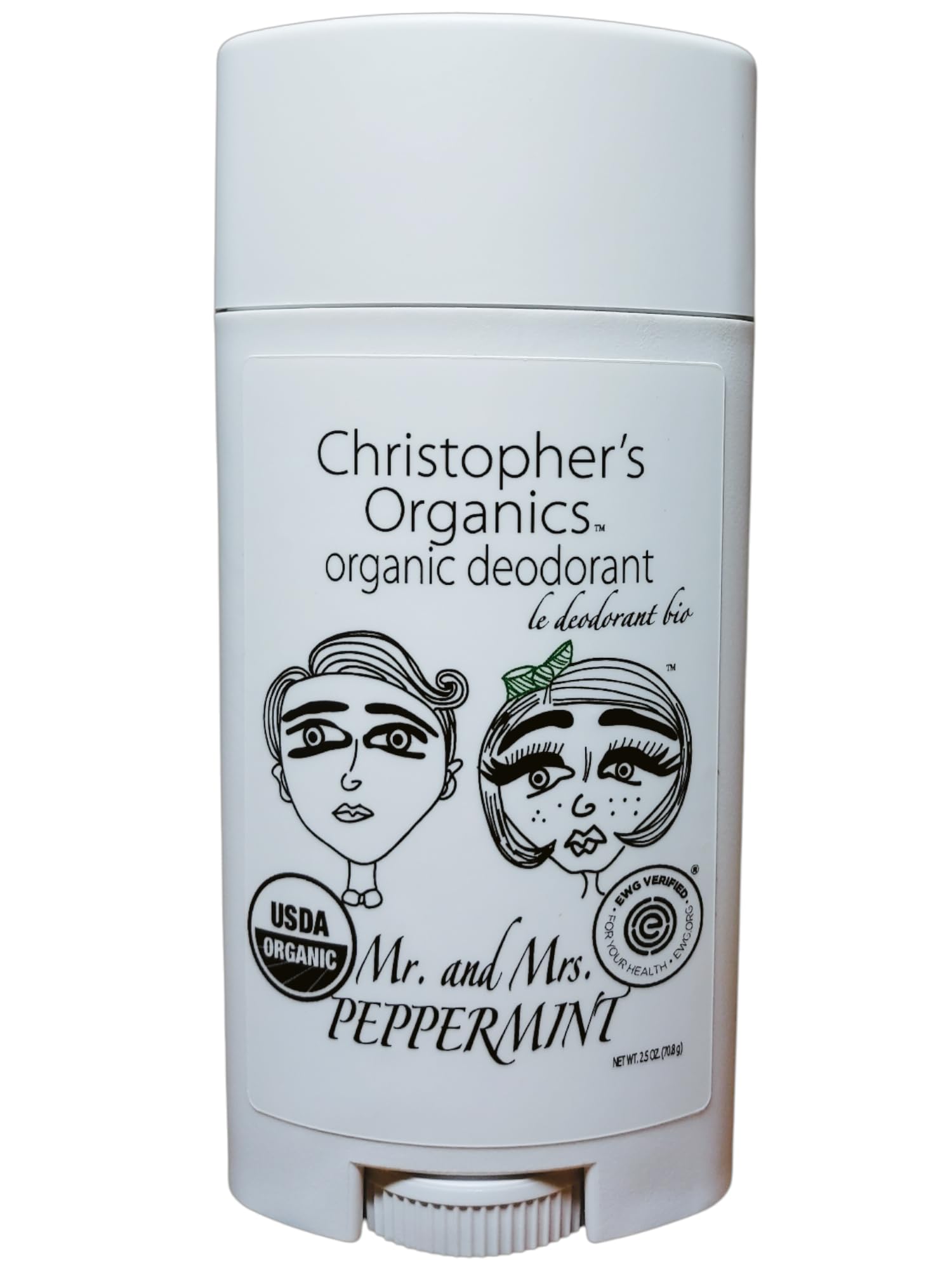 Christopher's Organics Peppermint Deodorant – USDA Organic Certified & Fair-Trade (2.5 oz)