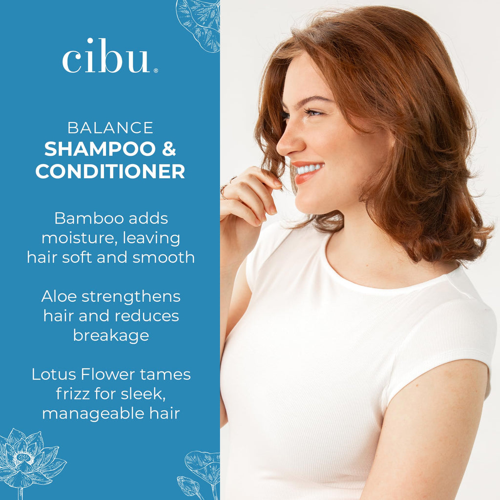 CIBU Balance Shampoo & Conditioner Bundle 90003 – Nutrient Rich, Sulfate-Free Duo for Hydrated, Shiny Hair | 2 x 11.83oz