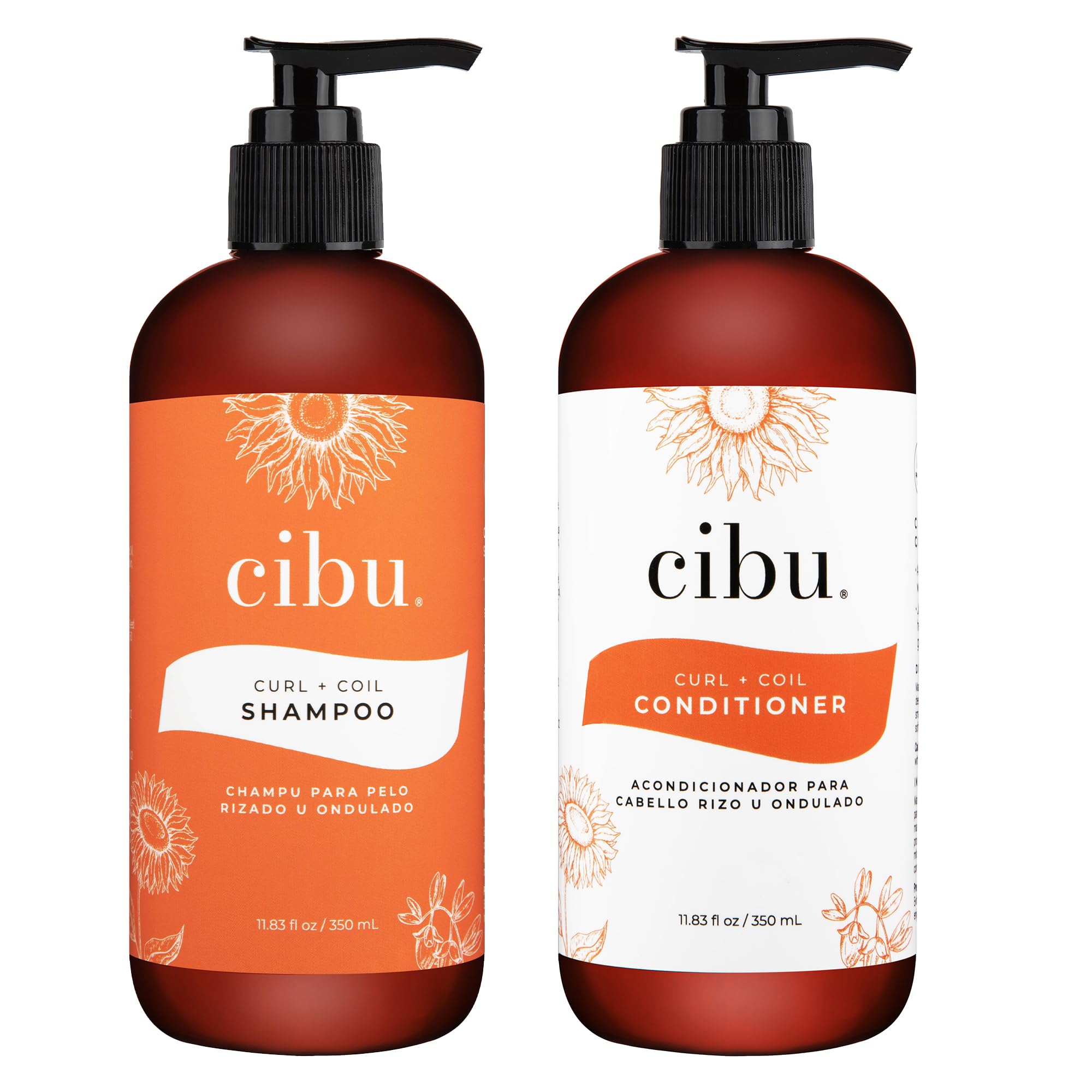 CIBU Curl + Coil Shampoo & Conditioner Bundle - Sulfate-Free, Defined Curls & Hydration - Pack of 2