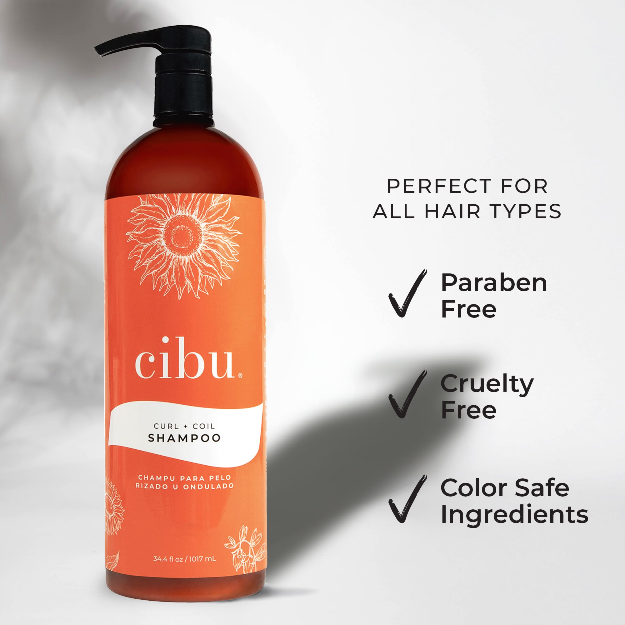 CIBU Curl + Coil Shampoo 1L - Gentle, Sulfate-Free Curl Care for Defined, Frizz-Free Hair
