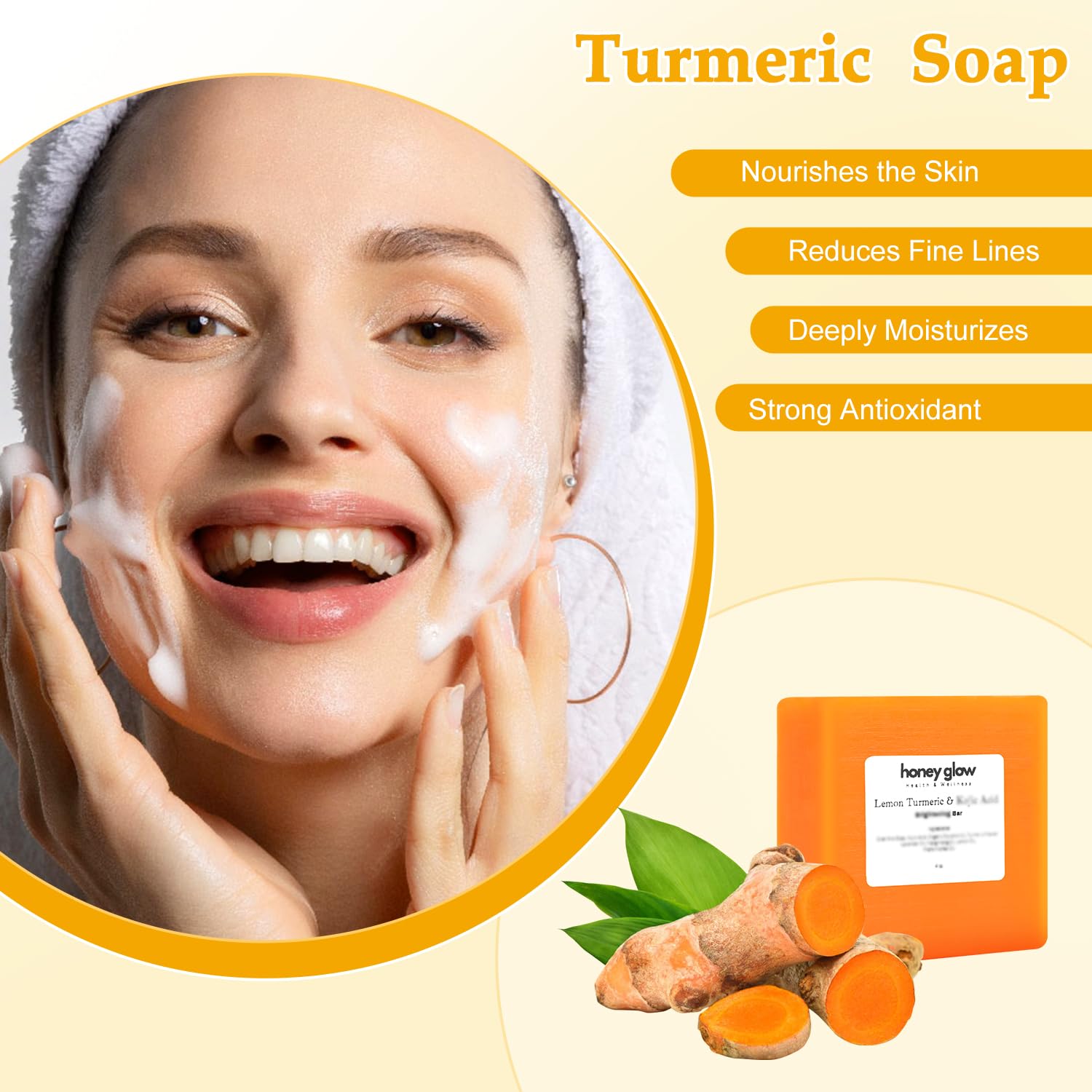 cijikos Honey Glow Lemon Turmeric Kojic Soap Bar – 2PCS for Face & Body