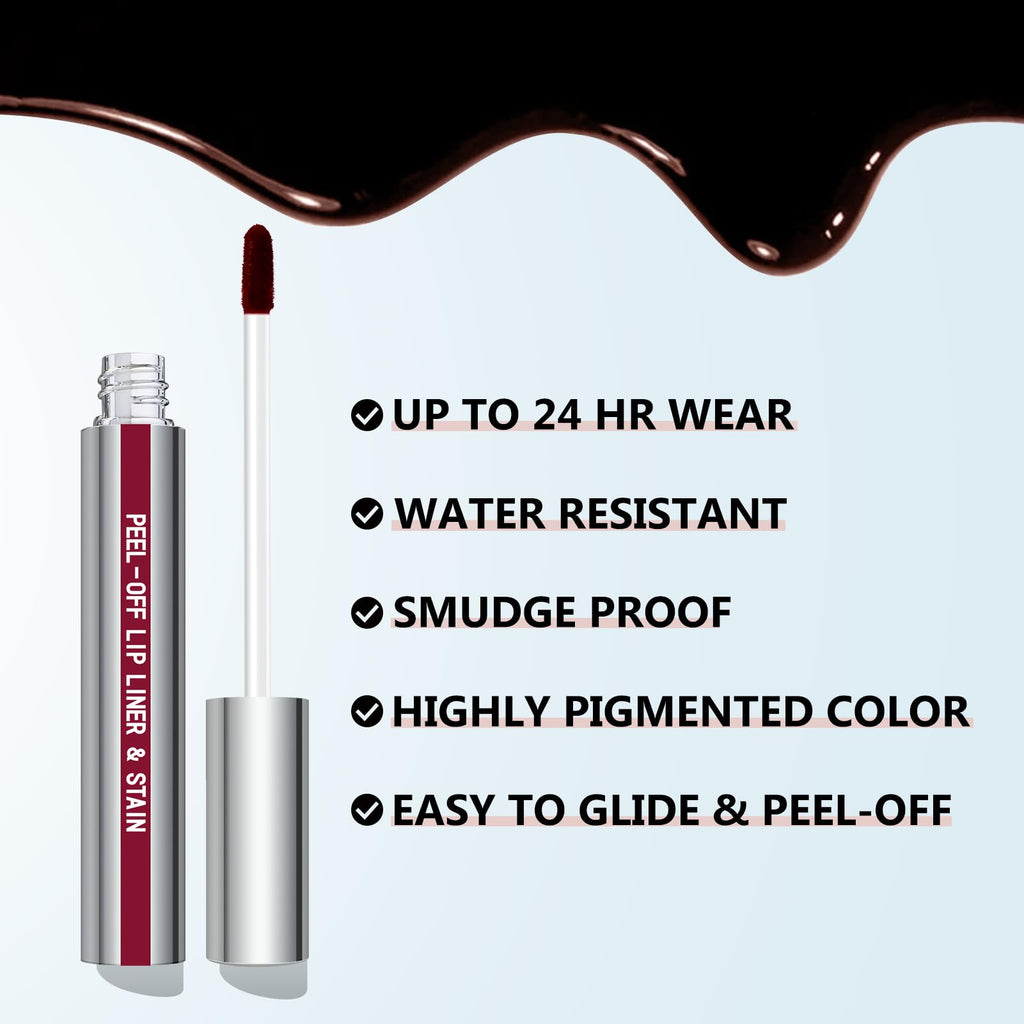 Cilrofelr Peel Off Lip Liner Stain – Berry, Long-Wear Matte Lip Color with Tweezer