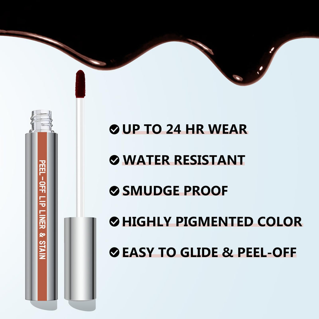 Cilrofelr Peel Off Lip Liner Stain with Tweezer - Long-Wear Matte Nude Beige Lip Color