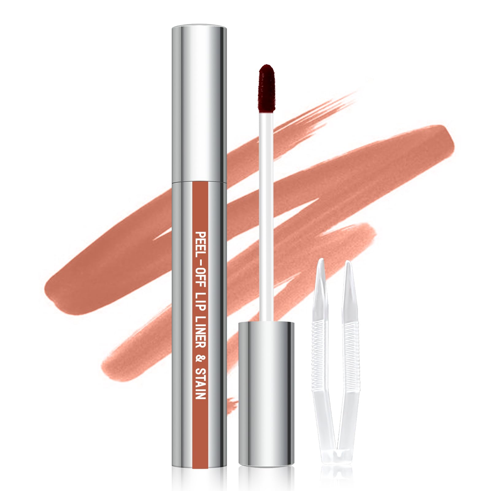 Cilrofelr Peel Off Lip Liner Stain with Tweezer - Long-Wear Matte Nude Beige Lip Color