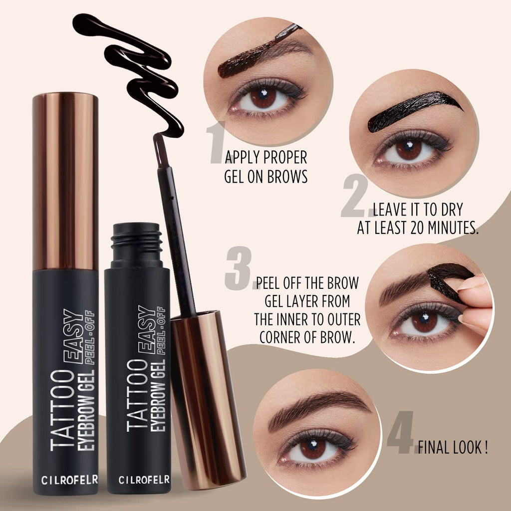 Cilrofelr Tattoo Peel Off Eyebrow Gel – 3-Day, Waterproof Brow Tint (2 Pack)