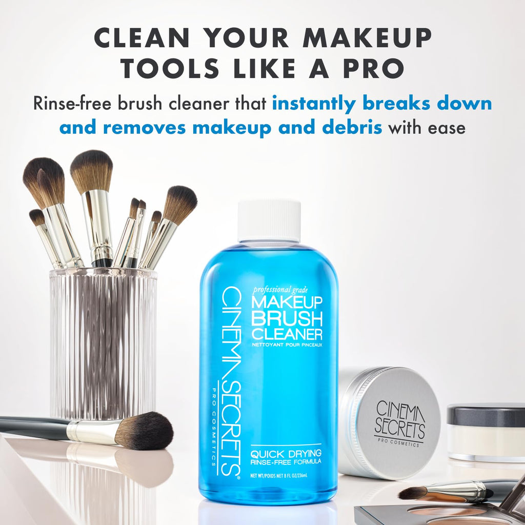 Cinema Secrets Original Blue Vanilla Makeup Brush Cleaner – Fast-Drying, Rinse-Free, 16 fl oz
