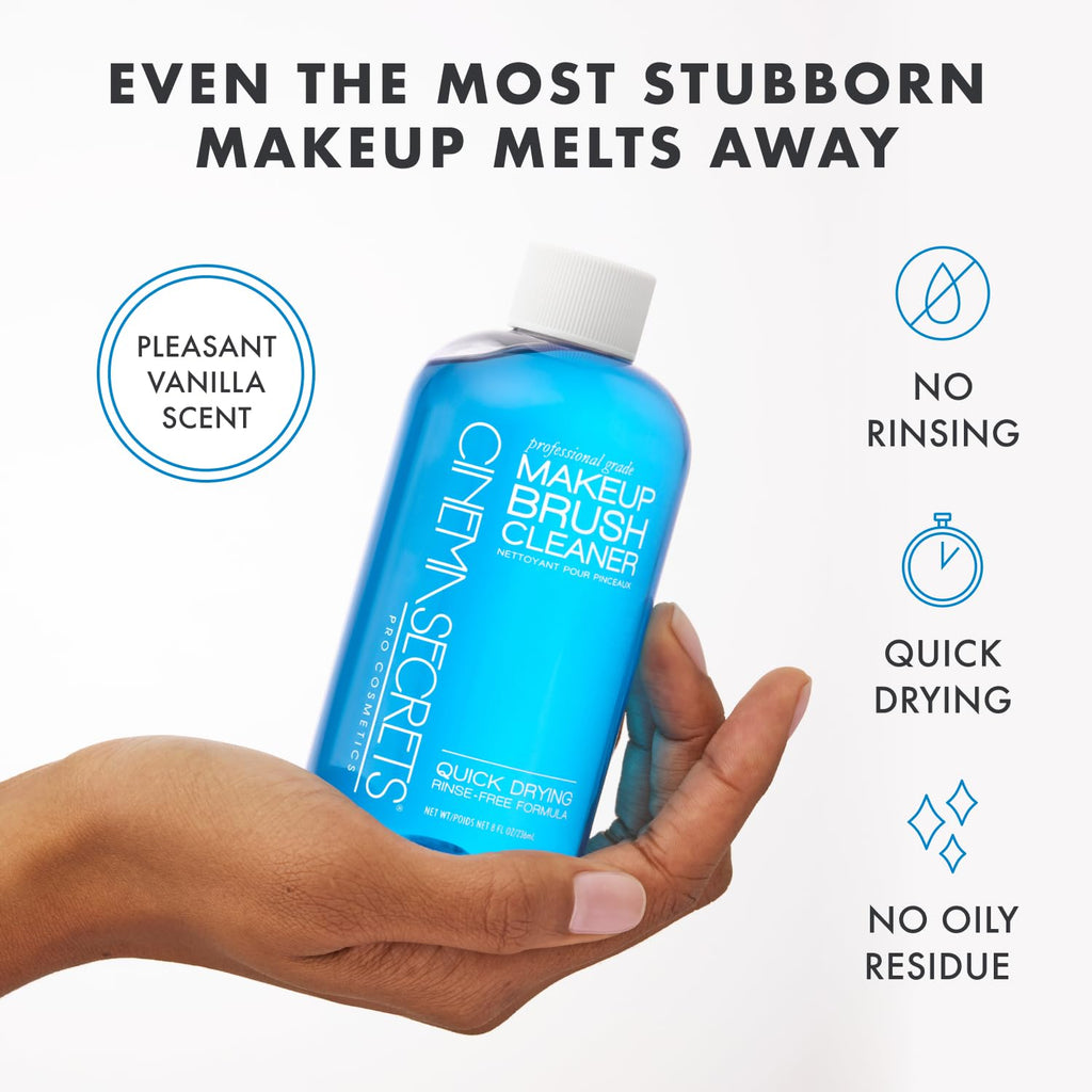 Cinema Secrets Original Blue Vanilla Makeup Brush Cleaner – Fast-Drying, Rinse-Free, 16 fl oz