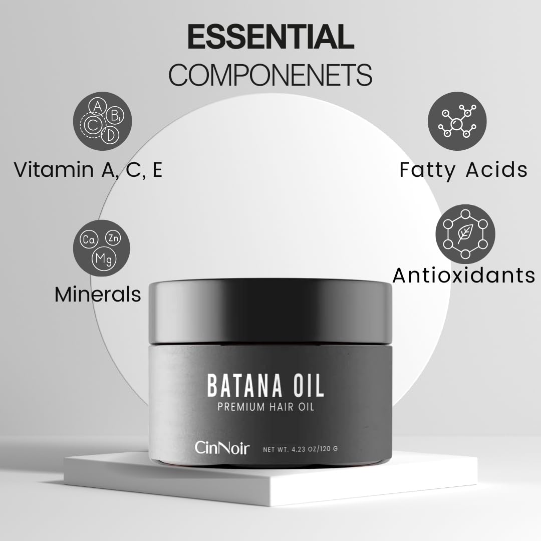 CinNoir Dr Sebi Batana Oil – 100% Raw, Organic & Cold-Pressed for Thicker, Stronger Hair (4.23 oz)
