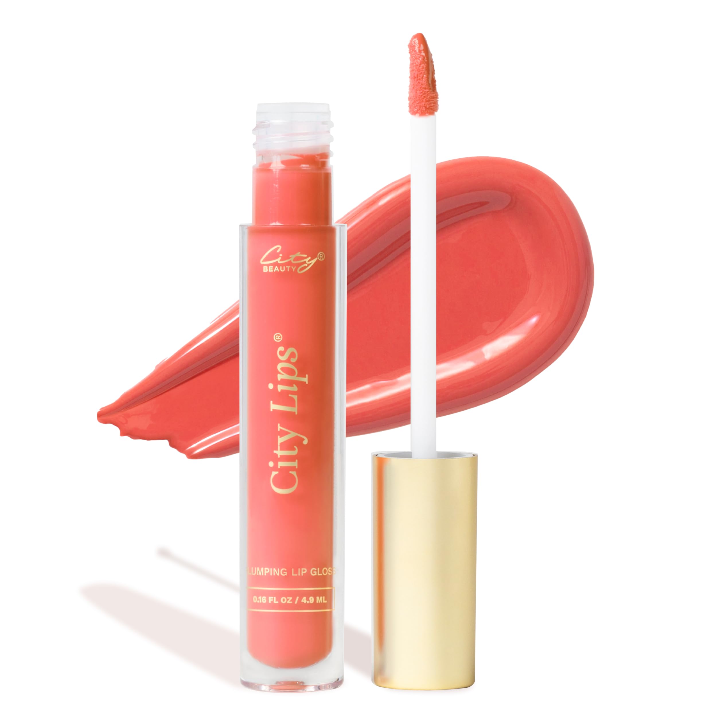 City Lips Plumping Lip Gloss in Coral Sunrise — City Beauty | Hydrating, High-Shine Lip Plumper with Hyaluronic Acid